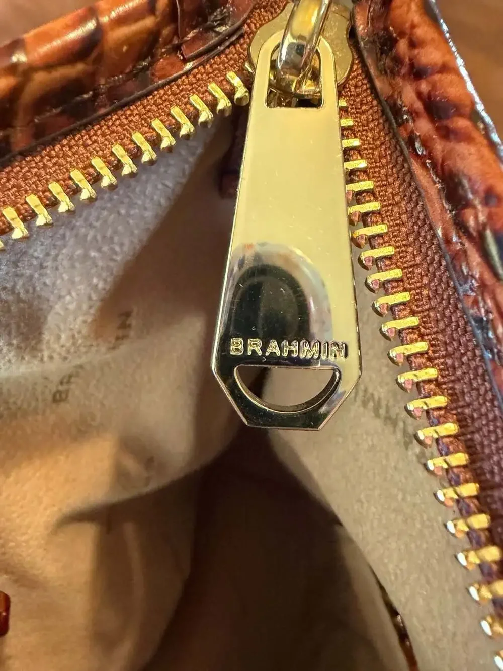 Brahmin Medium Asher Tote Bag in Pecan Crocodile-Embossed Leather